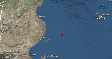 Leichtes Erdbeben im Golf vor Mahdia/Chebba (M3,2)