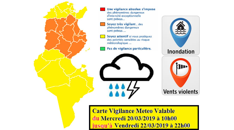 Warnung vor Sturm, Starkregen und Überflutung ab Mittwoch, den 20. März 2019, 10 Uhr