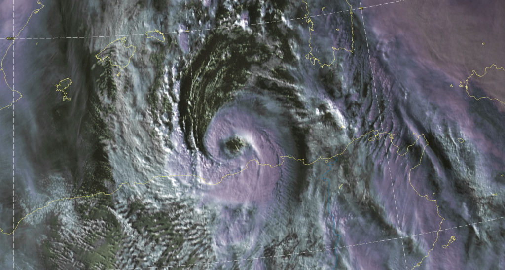 Medicane "Detlef vor der Küste Algeriens - Bild: Severe Weather https://www.severe-weather.eu/recent-events/medicane-western-mediterranean-algeria-landfall-mk