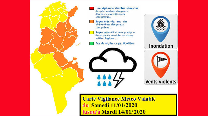 Warnung vor markantem Wetter ab Sa., den 11. Jan bis Di., den 14. Jan 2020