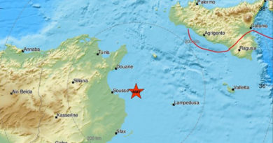 Leichtes Erdbeben im Mittelmeer vor Sousse (M3.4)