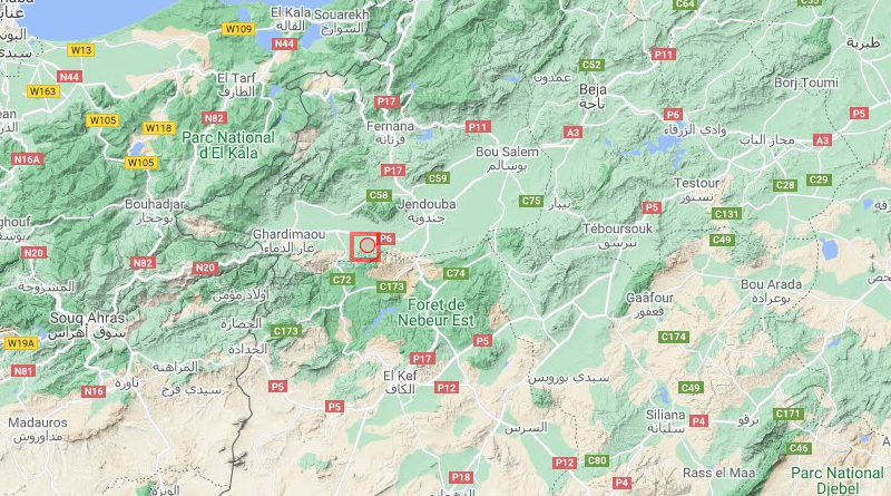 31 Okt 2021: Erdbeben im Gouvernorat Jendouba [M2.5]