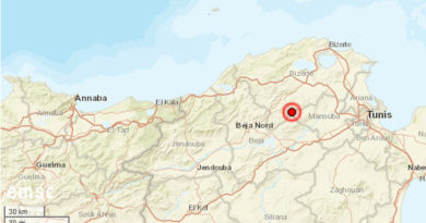 16 Jan 2022: Erdbeben im Gouvernorat Bizerté [M2.6]