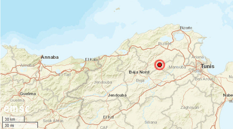 16 Jan 2022: Erdbeben im Gouvernorat Bizerté [M2.6]