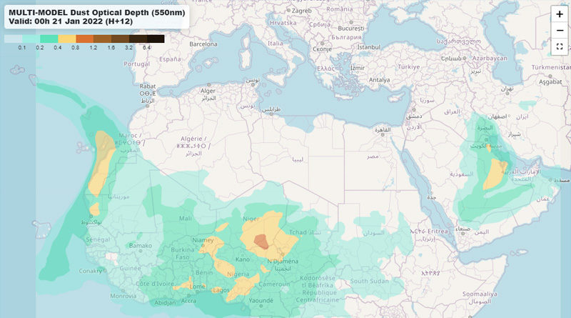 Vorhersagen von Sand- und Staubstürmen in Europa, dem Nahen Osten und Nordafrika