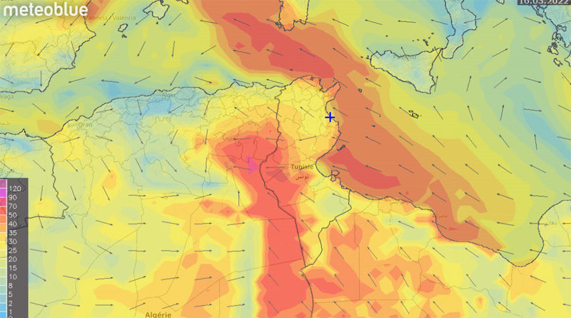 16/17 März 2022: Warnung vor starkem Wind und Sandsturm