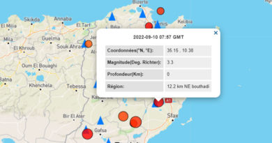 10 Sep 2022: Erdbeben nahe Bouthadi im Gouvernorat Sfax [M3.3]