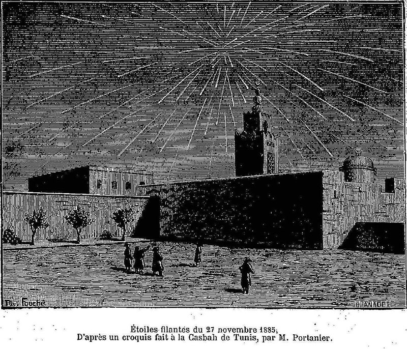 Leoniden-Meteorstrom über der Casbah Tunis 1885