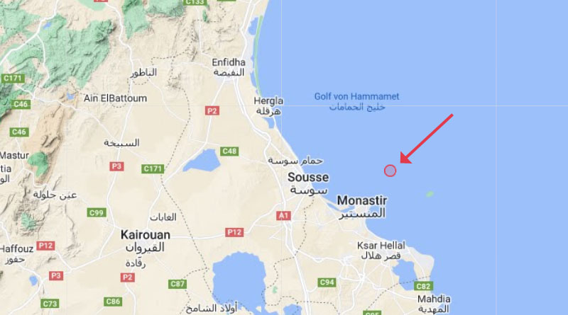 9 März 2023: Erdbeben unter dem Meer nahe Monastir und Sousse [M2.5]