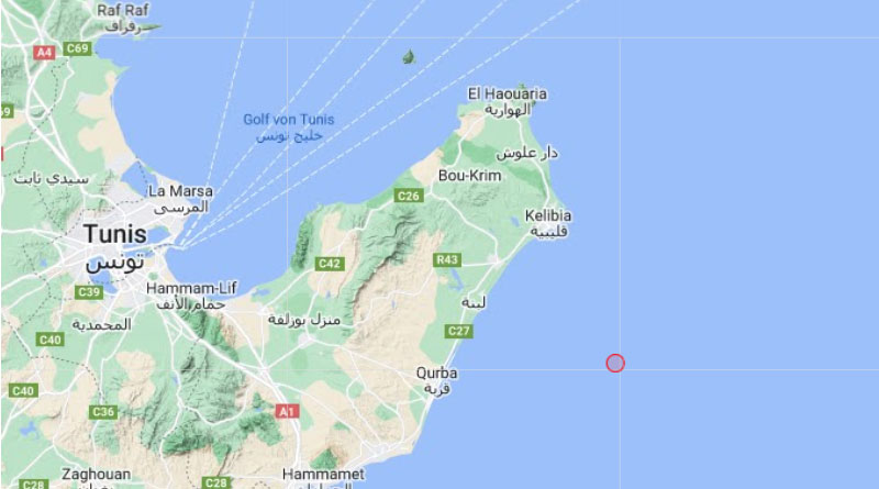 30 Juni 2023: Schwaches Erdbeben vor der Halbinsel Cap Bon [M2.6]